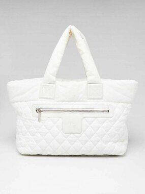 Chanel Dark White Quilted Nylon Coco Cocoon Tote Bag